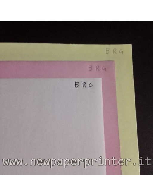 250x3 fogli A3 Carta Chimica CB Bianco/CFB Rosa/CF Giallo 60gr per  stampanti inkjet/laser